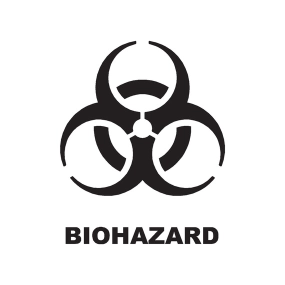 Biohazard symbol vinyl decal sticker sizes solid colors ebn