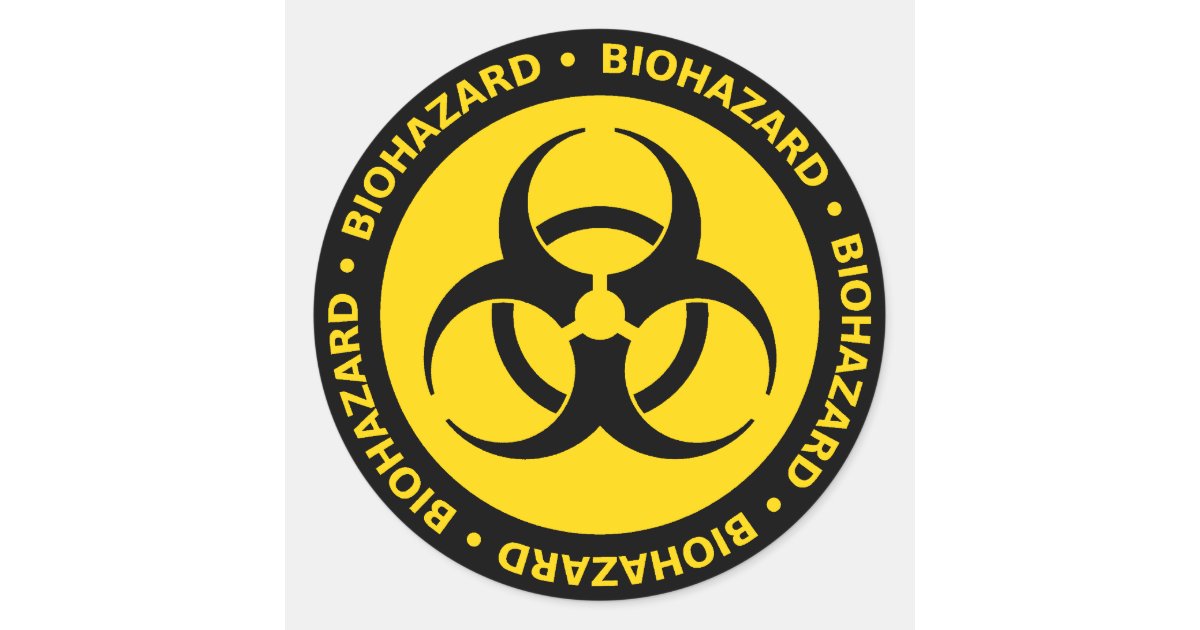 Yellow biohazard symbol sticker