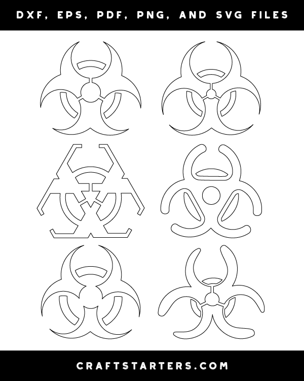 Biohazard symbol outline patterns dfx eps pdf png and svg cut files
