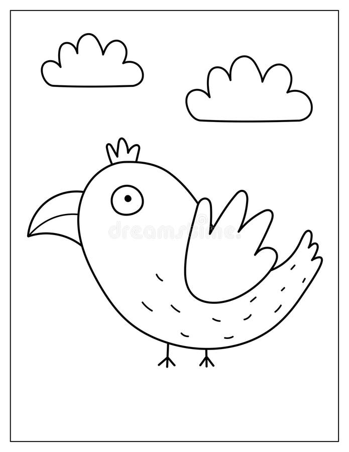 Coloring page with a flying spooky bird kids print with a crow for coloring book stock vector