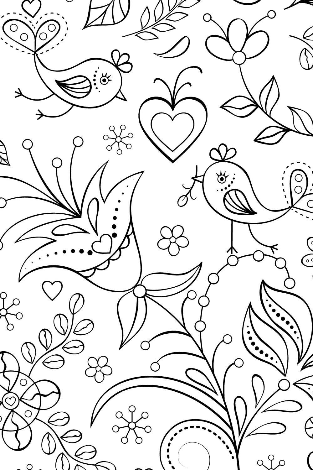 Bird coloring pages for kids and adults