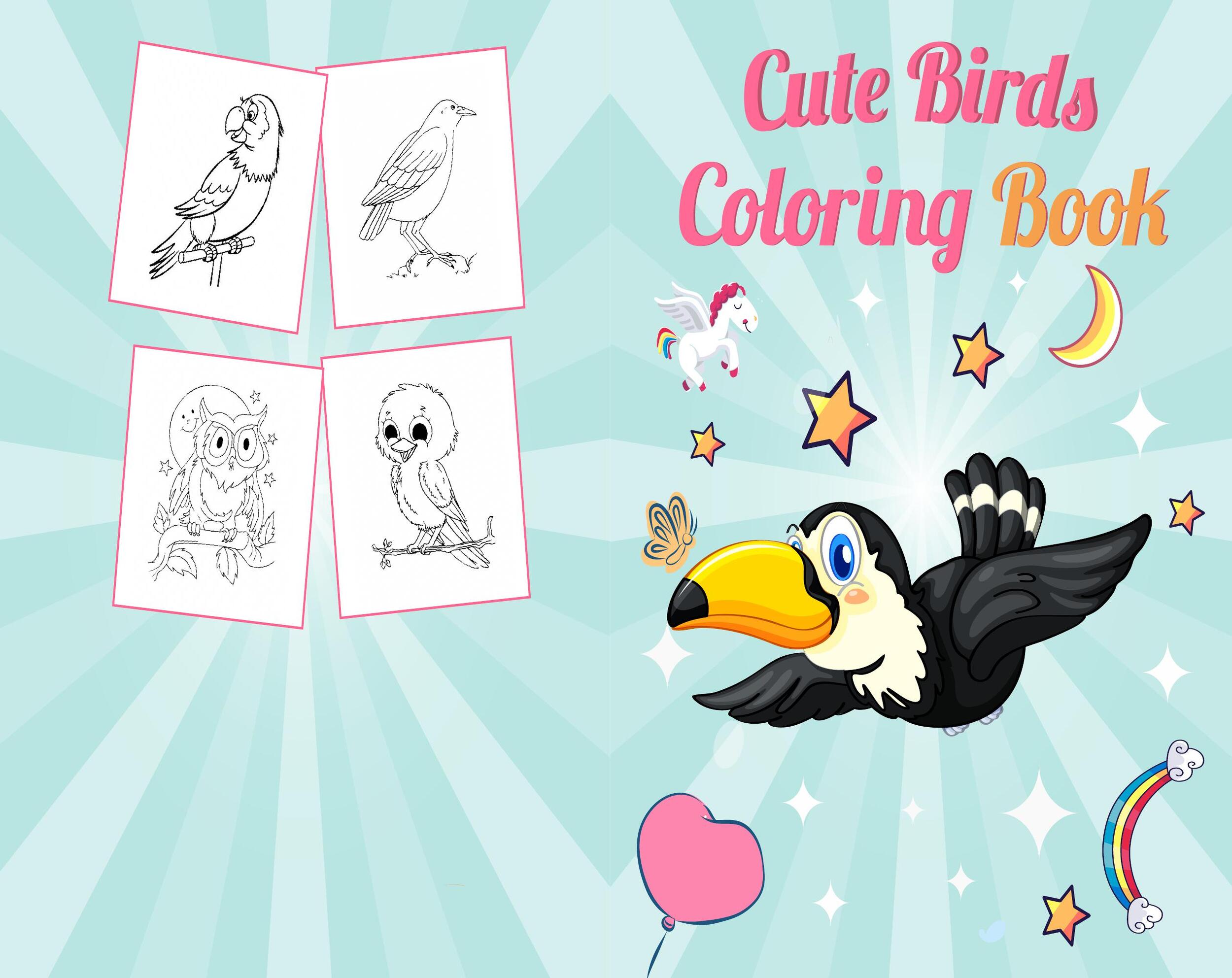Birds coloring pages fun and educational coloring book for kids
