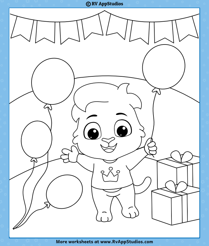 Happy birthday balloons coloring page for kids
