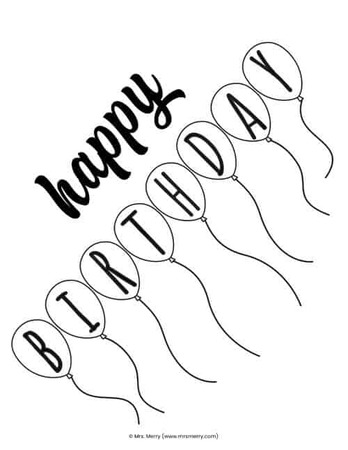 Free happy birthday coloring pages for kids mrs merry