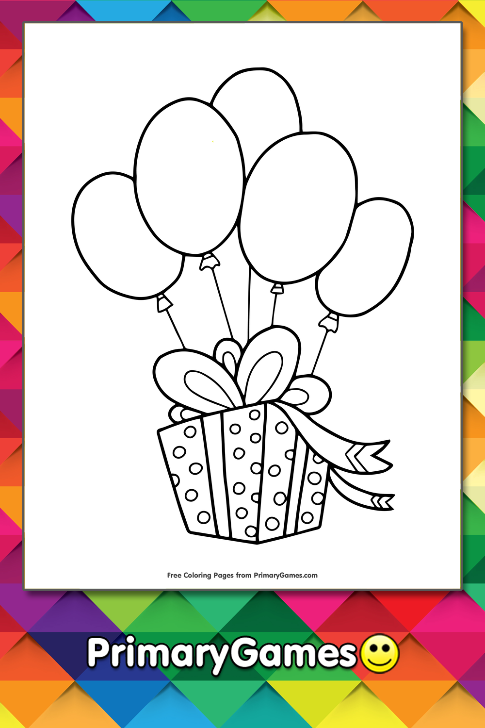 Birthday present with balloons coloring page â free printable pdf from