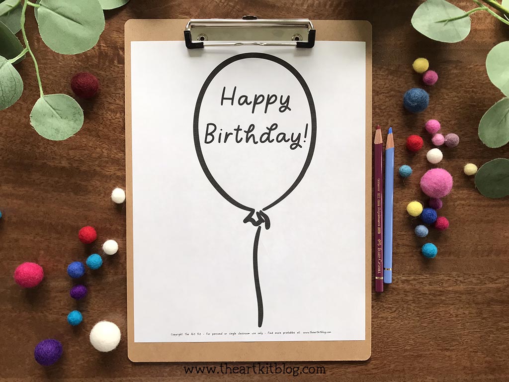 Happy birthday balloon coloring page free printable â the art kit