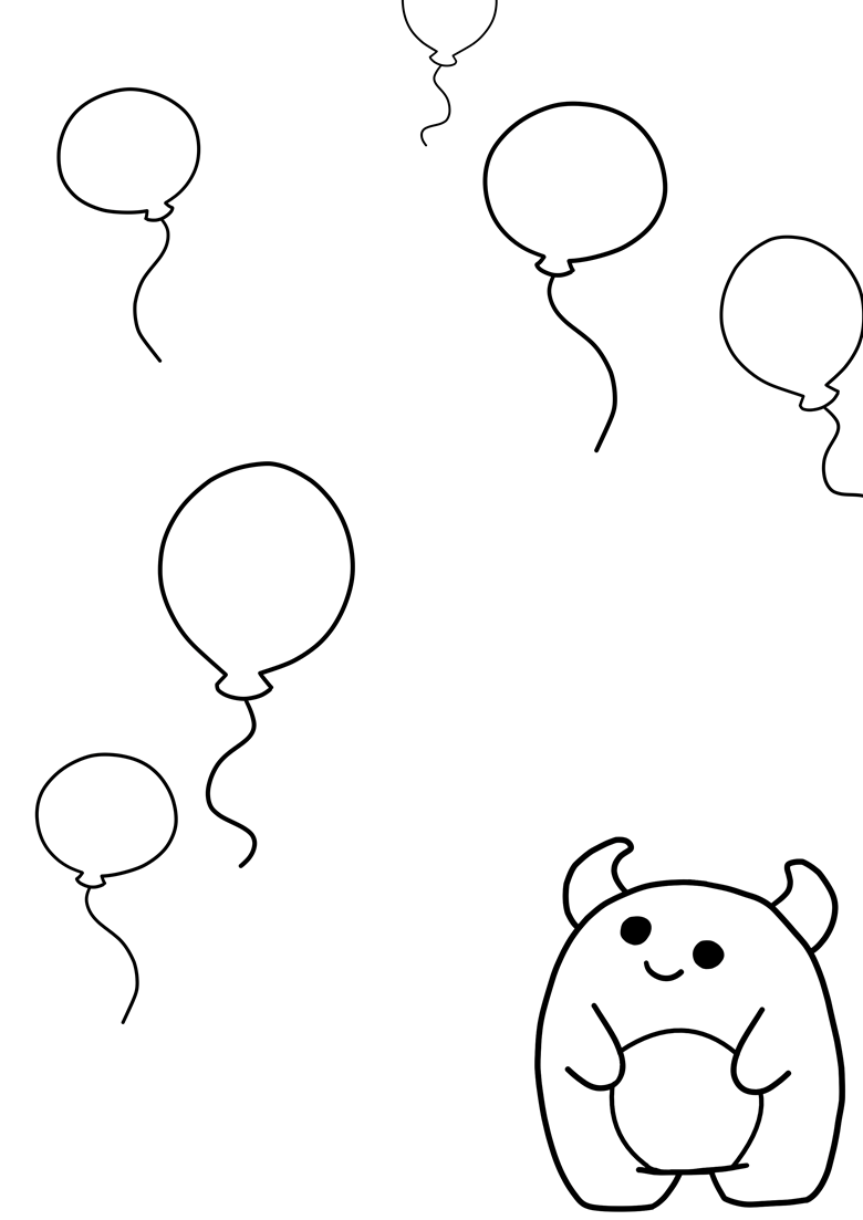 Siggys birthday balloons digital coloring page