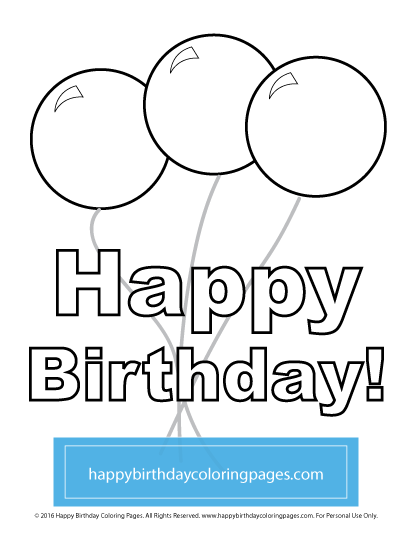 Hy birthday balloons coloring page