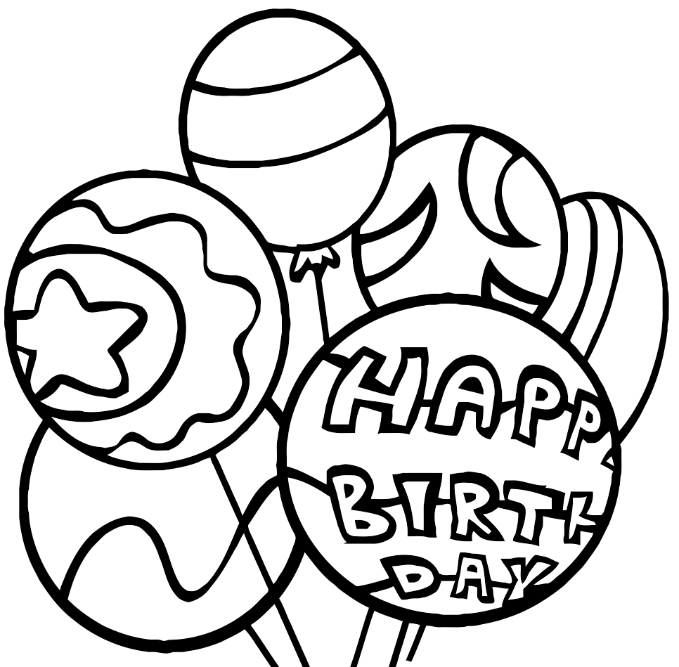Birthday balloons with an inscription coloring page