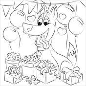Happy birthday with dog coloring page free printable coloring pages