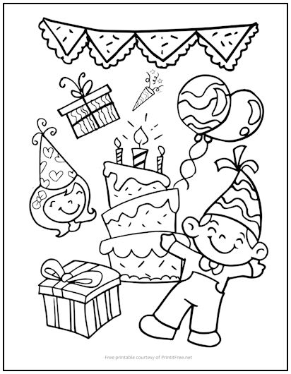 Birthday collage coloring page print it free