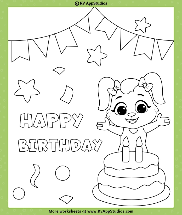 Happy birthday coloring page for kids