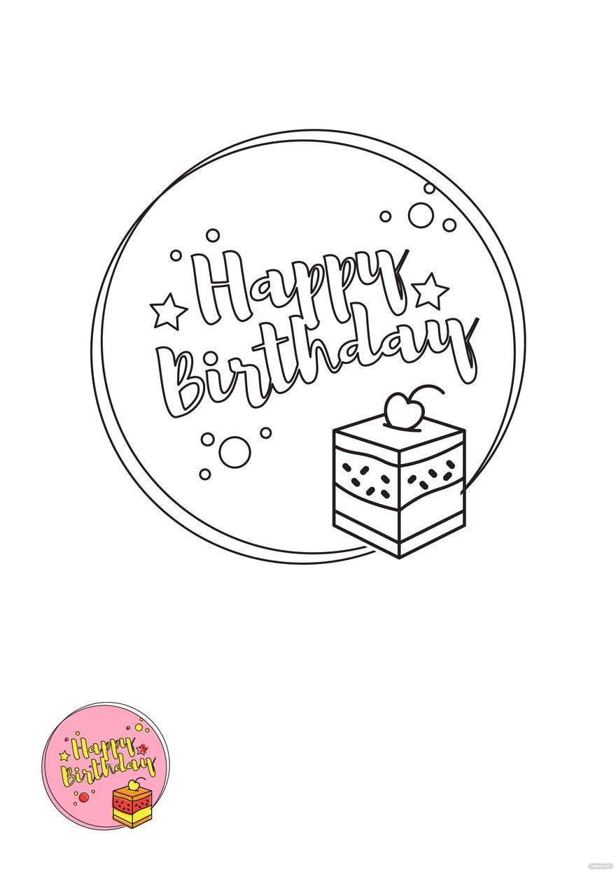 Free happy birthday coloring page outline