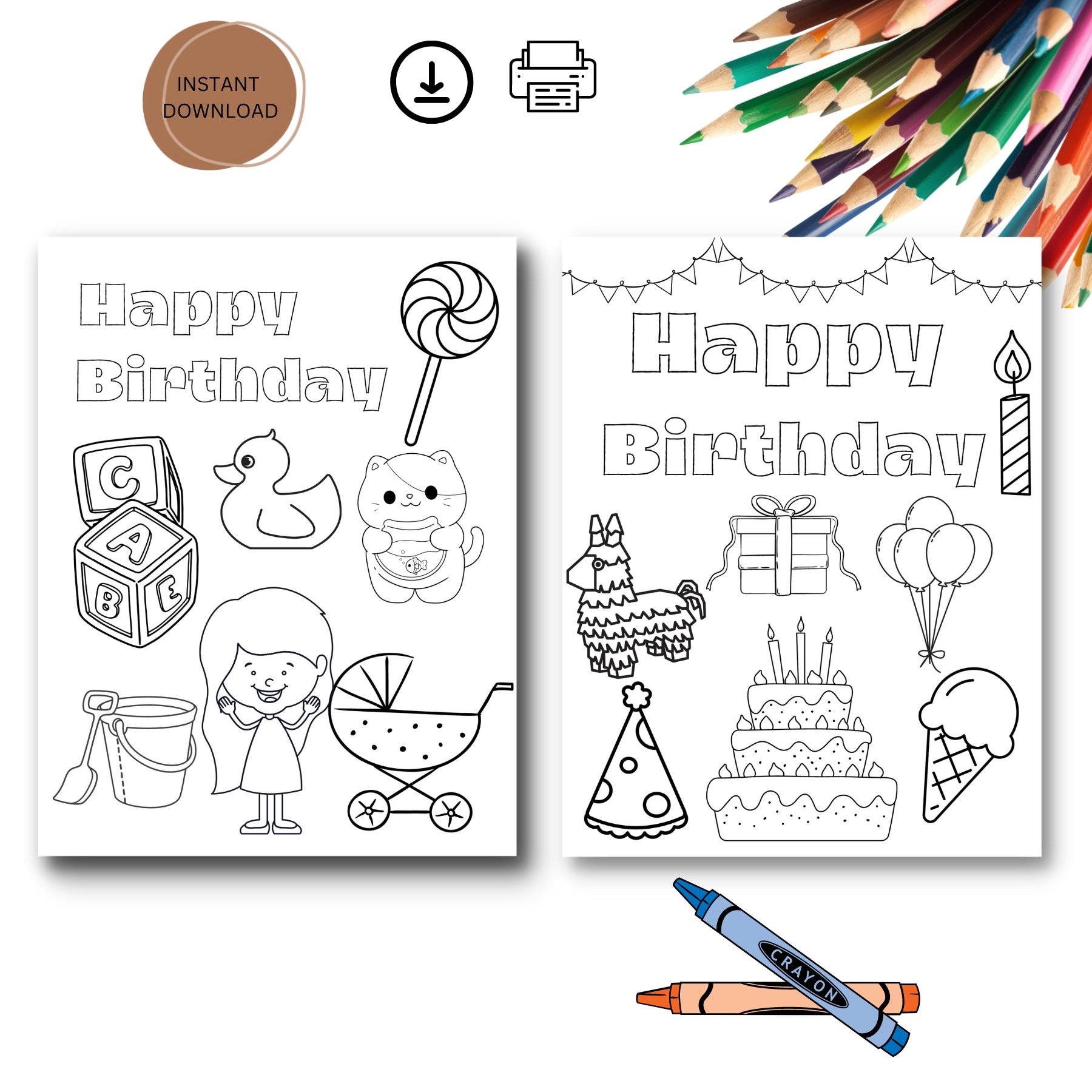 Printable birthday coloring pages birthday activity birthday coloring for kids happy birthday coloring birthday party coloring pdf download now