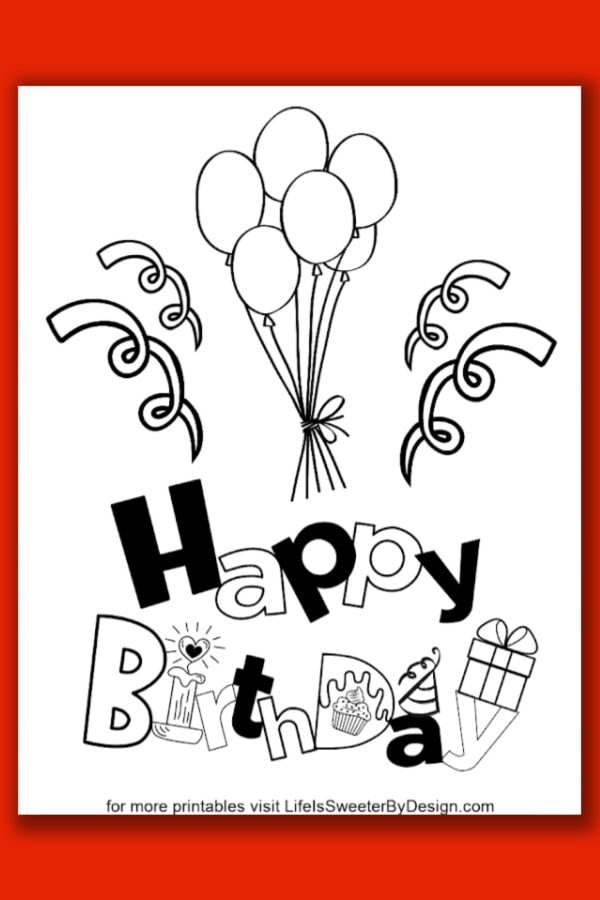 Happy birthday coloring pages