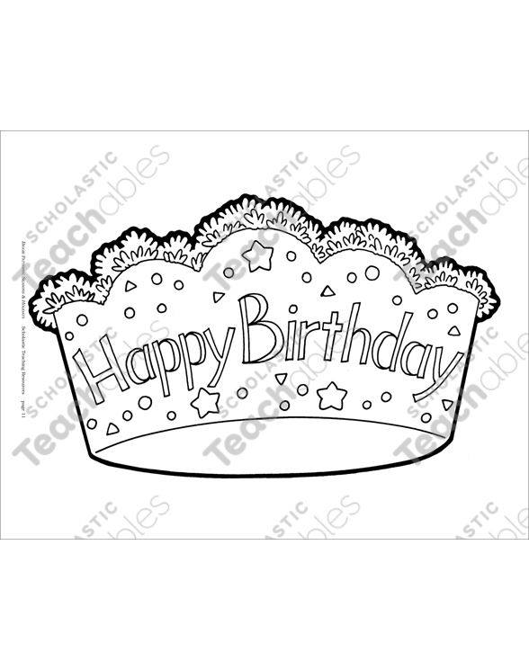 Happy birthday crown reproducible pattern printable clip art and images