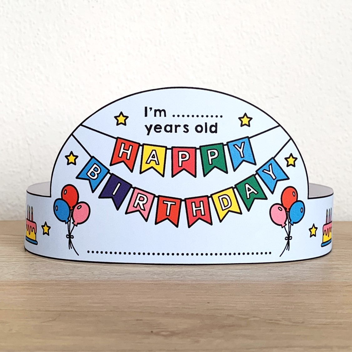 Happy birthday paper crown printable coloring craft activity template made by teachers