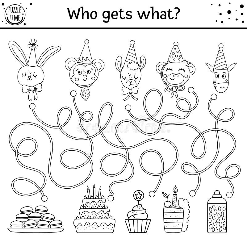 Birthday party maze line stock illustrations â birthday party maze line stock illustrations vectors clipart