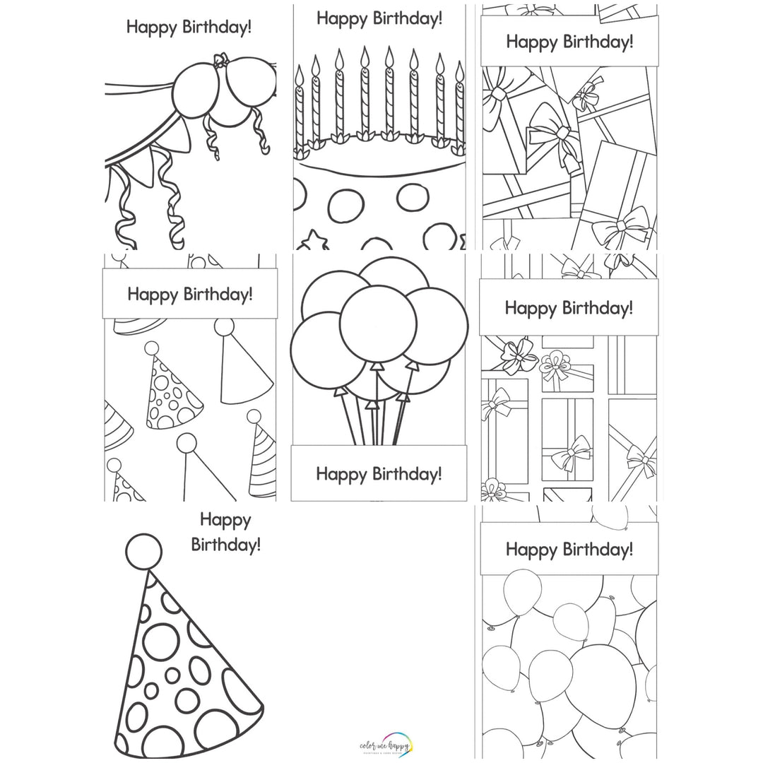 Birthday cards black and white version pdf download only