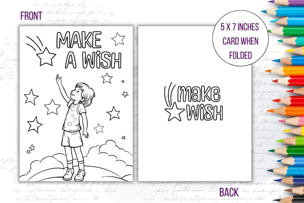 Printable coloring birthday card for kids digital coloring fun birthday card unique birthday gift birthday coloring card for a girl coloring card for a boy coloring page