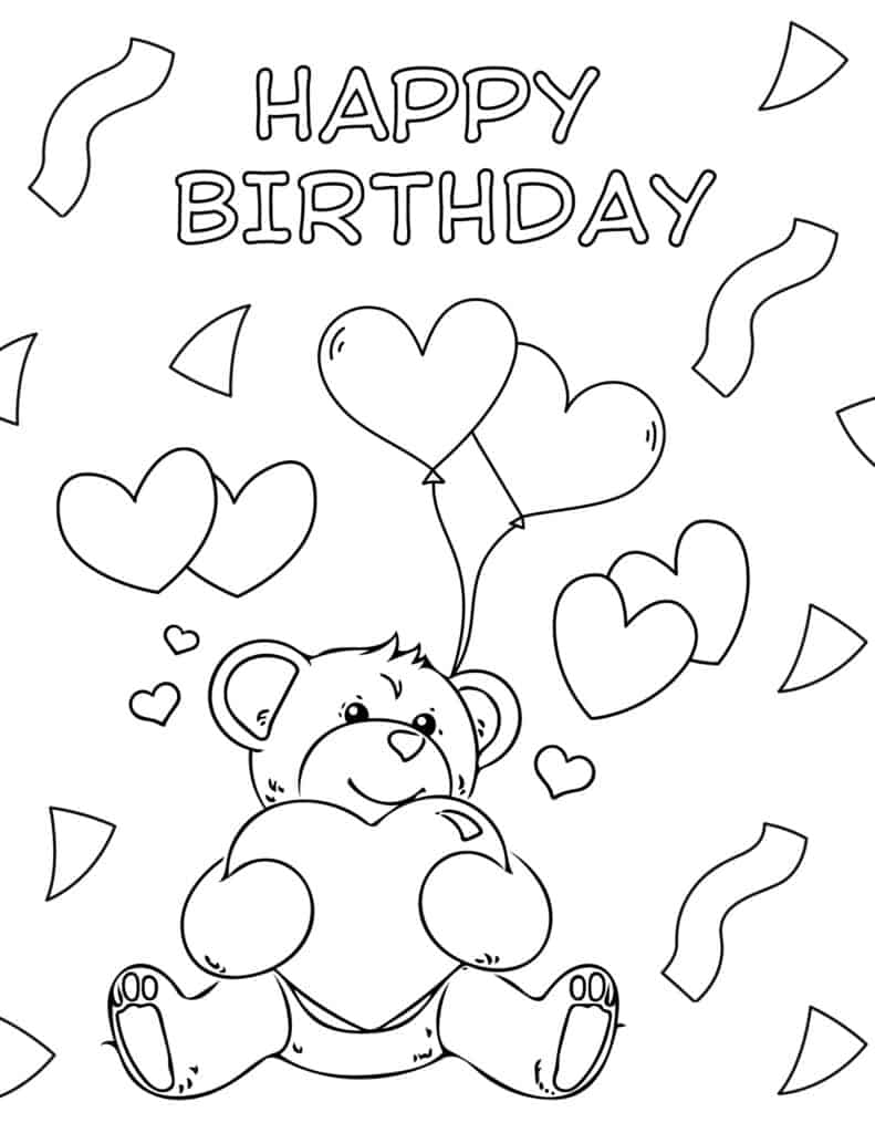 Free printable happy birthday coloring pages for kids