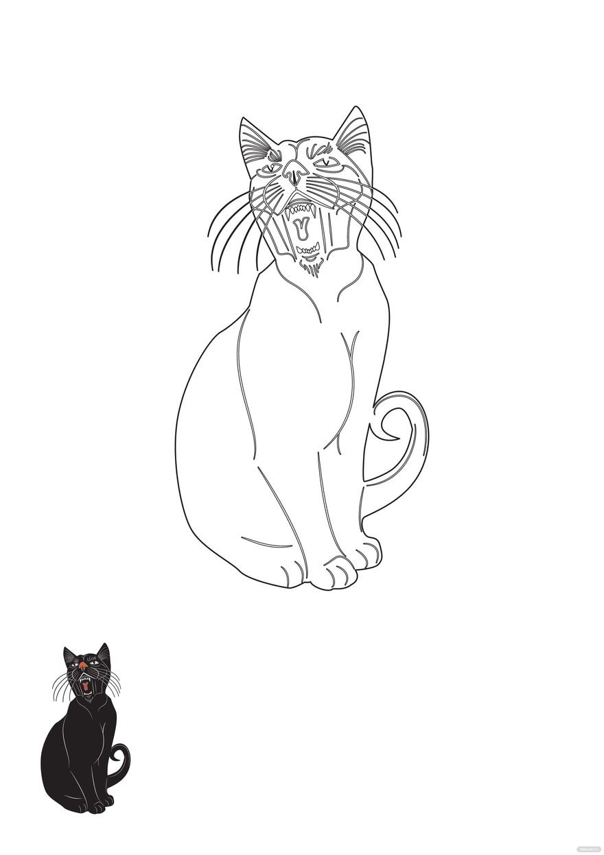 Free wild black rabid cat coloring page