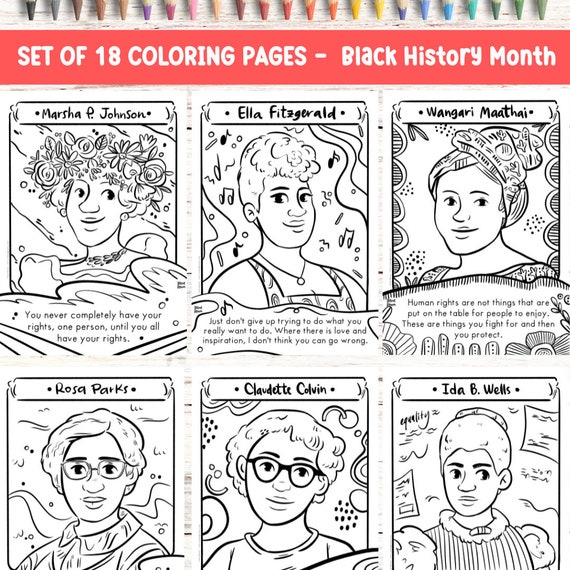 Influential black women in history coloring page black history month printable coloring sheet black leader printable drawing black month