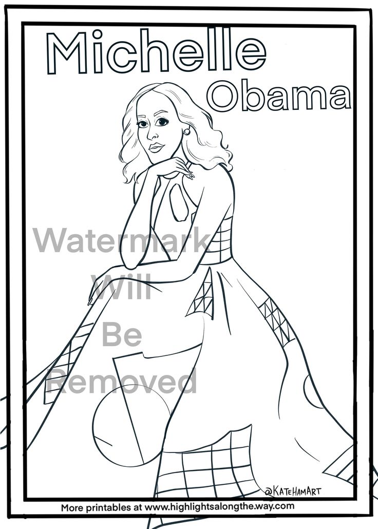 First lady michelle obama instant download printable black