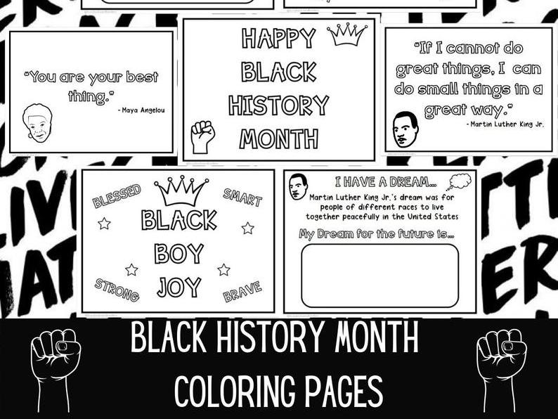 Black history month coloring page bundle teaching resources