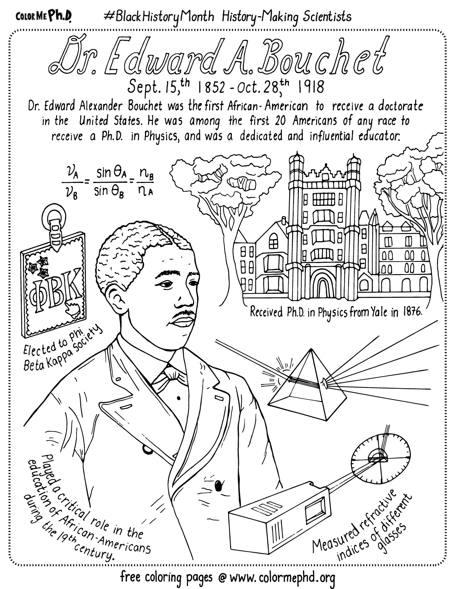 Colormephd on x todays blackhistorymonth coloring page features physicist dr edwardbouchet the first african