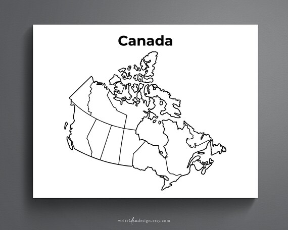 Printable blank canada map educational map for kids canada coloring page canada map coloring canadian map coloring page instant download
