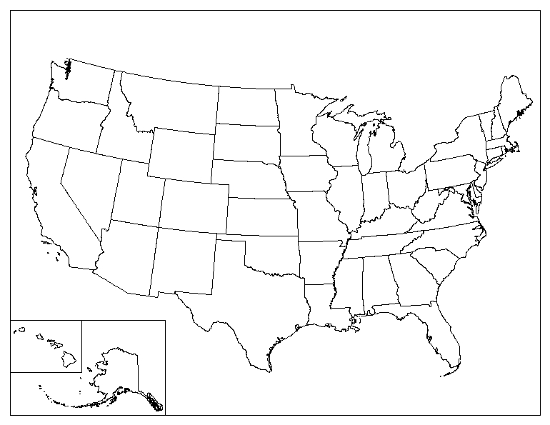 Blank map of the united states