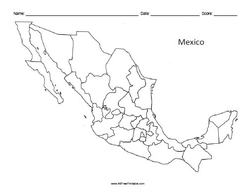 Mexico blank map â free printable