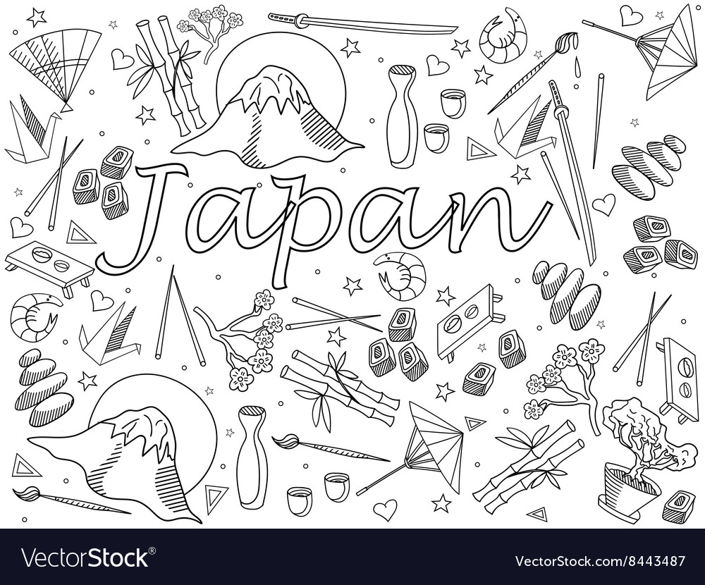 Japan coloring book royalty free vector image