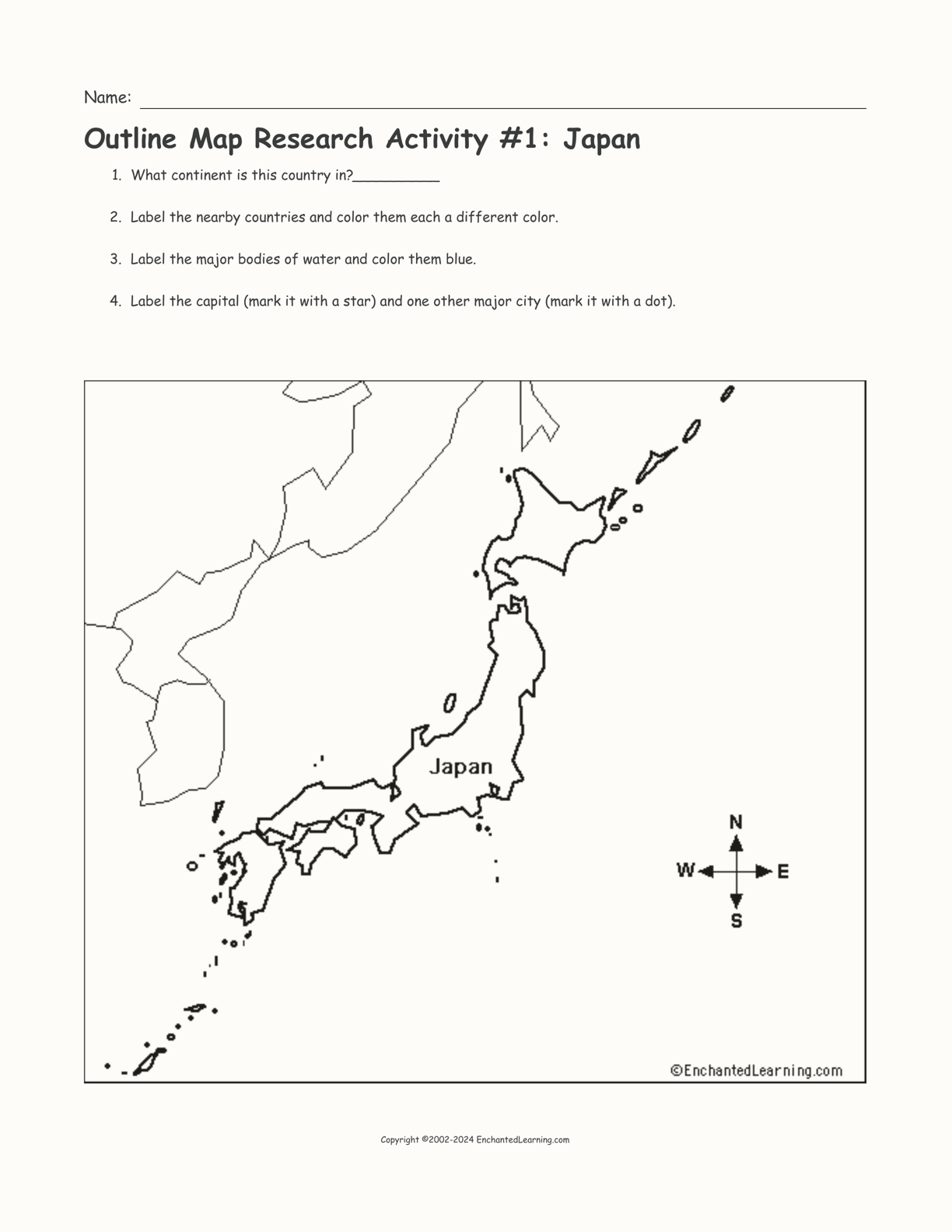 Outline map research activity japan