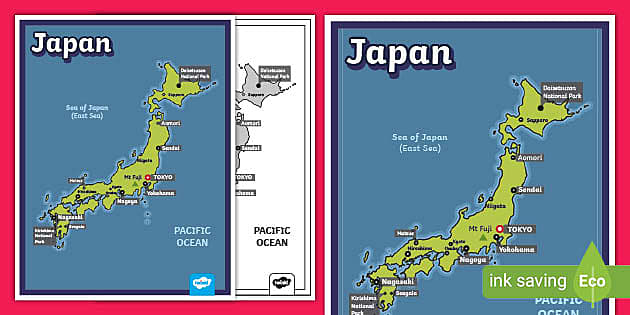 Labelled japan map of cities resource geography