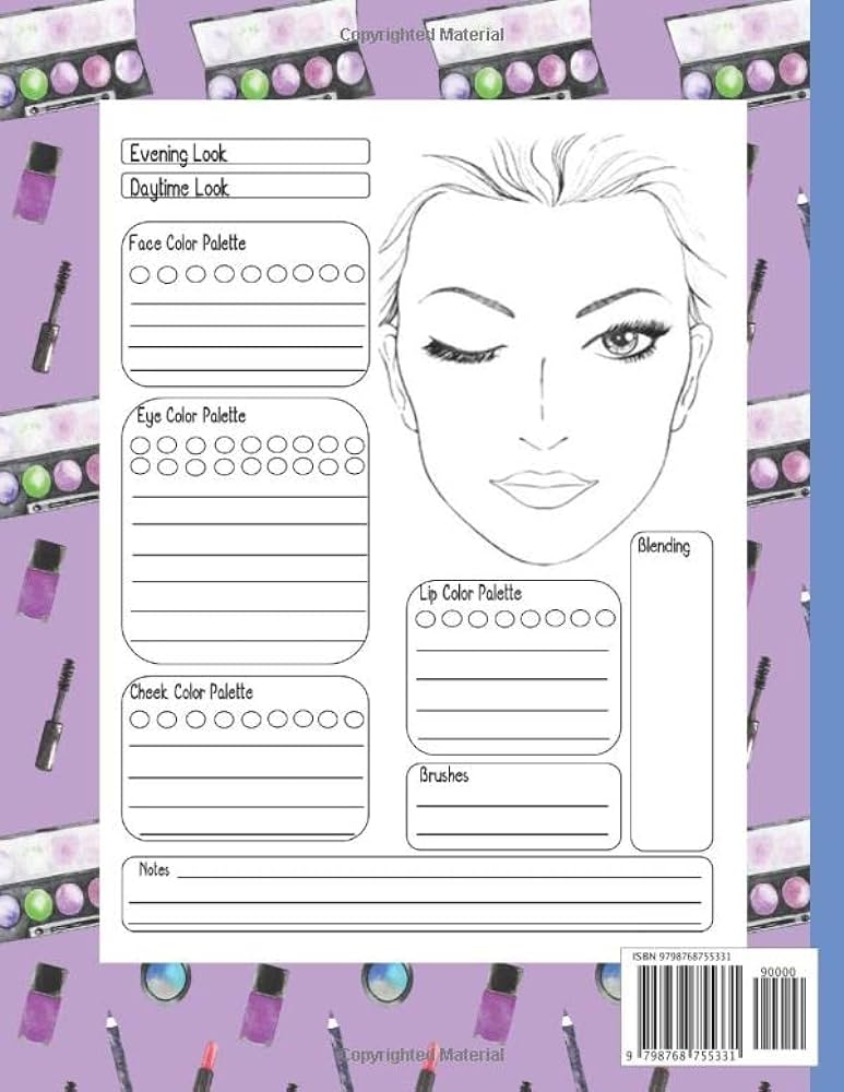 Makeup face charts makeup practice sheets face charts for makeup artists makeup artist face charts blank makeup face chart worksheet for makeup lovers to organize and plan their look books