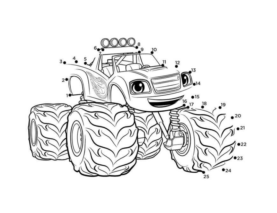 Blaze and the monster machines dot to dot coloring page â free printable coloring page