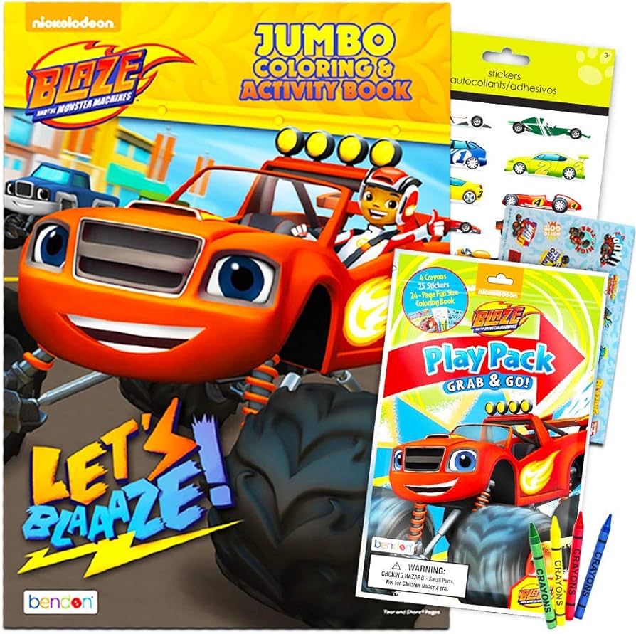 Blaze and the monster machines coloring and activity book with bonus mini cars coloring book with stickers blaze party supplies toys games