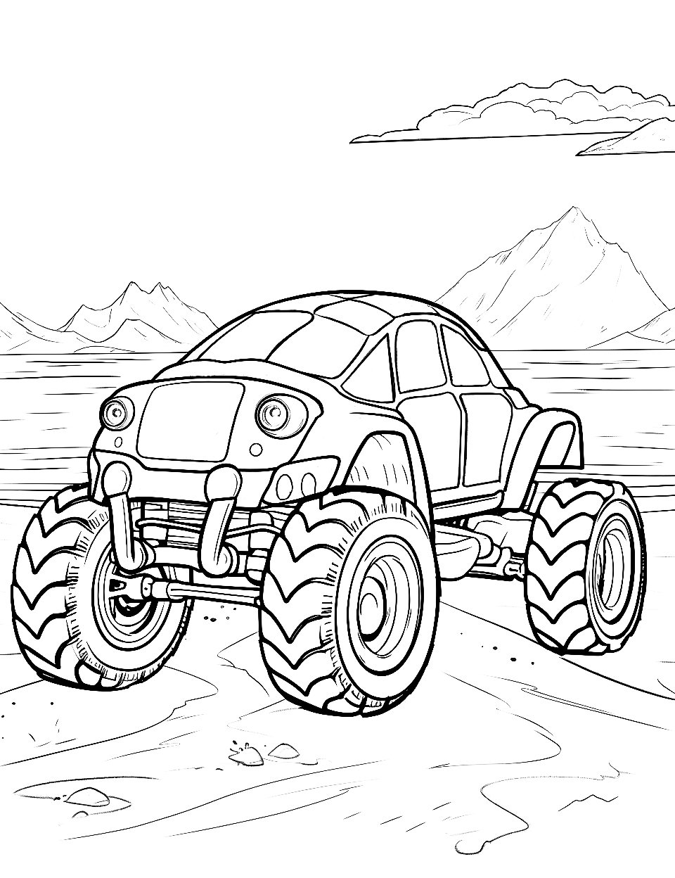 Monster truck coloring pages free printable sheets