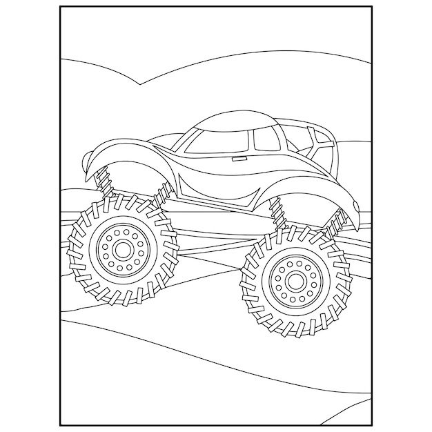 Premium vector printable monster truck coloring pages for kids premium vector