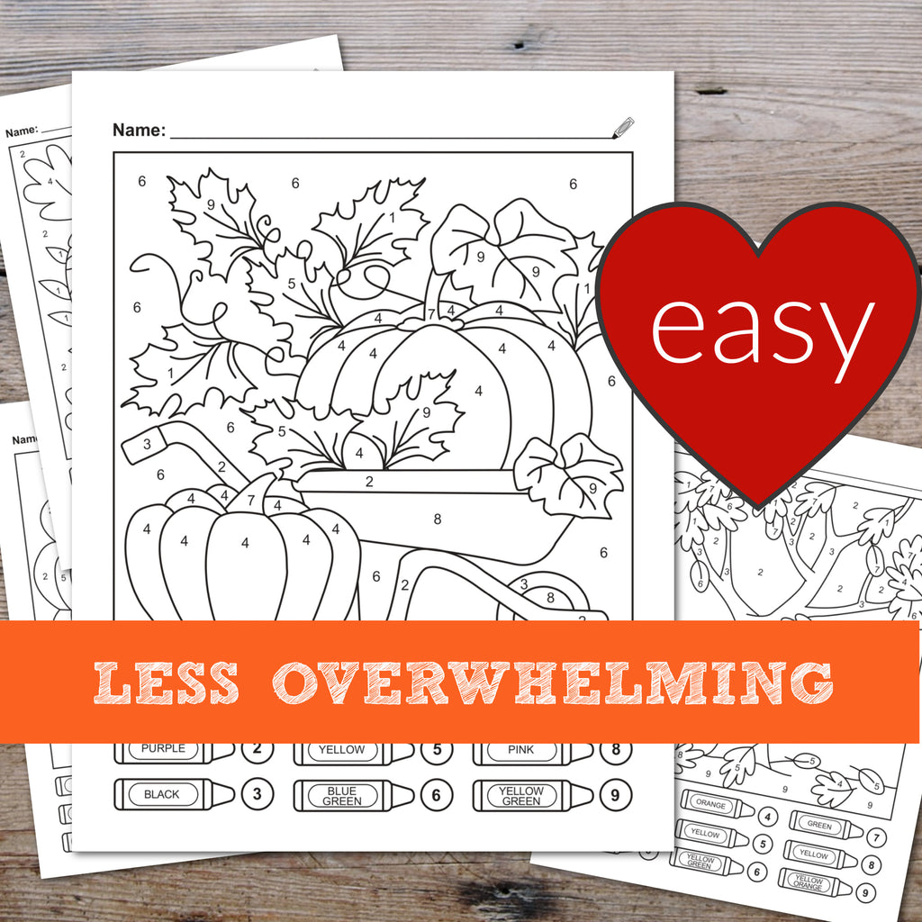 Fall color by number printable worksheets â ispyfabulous
