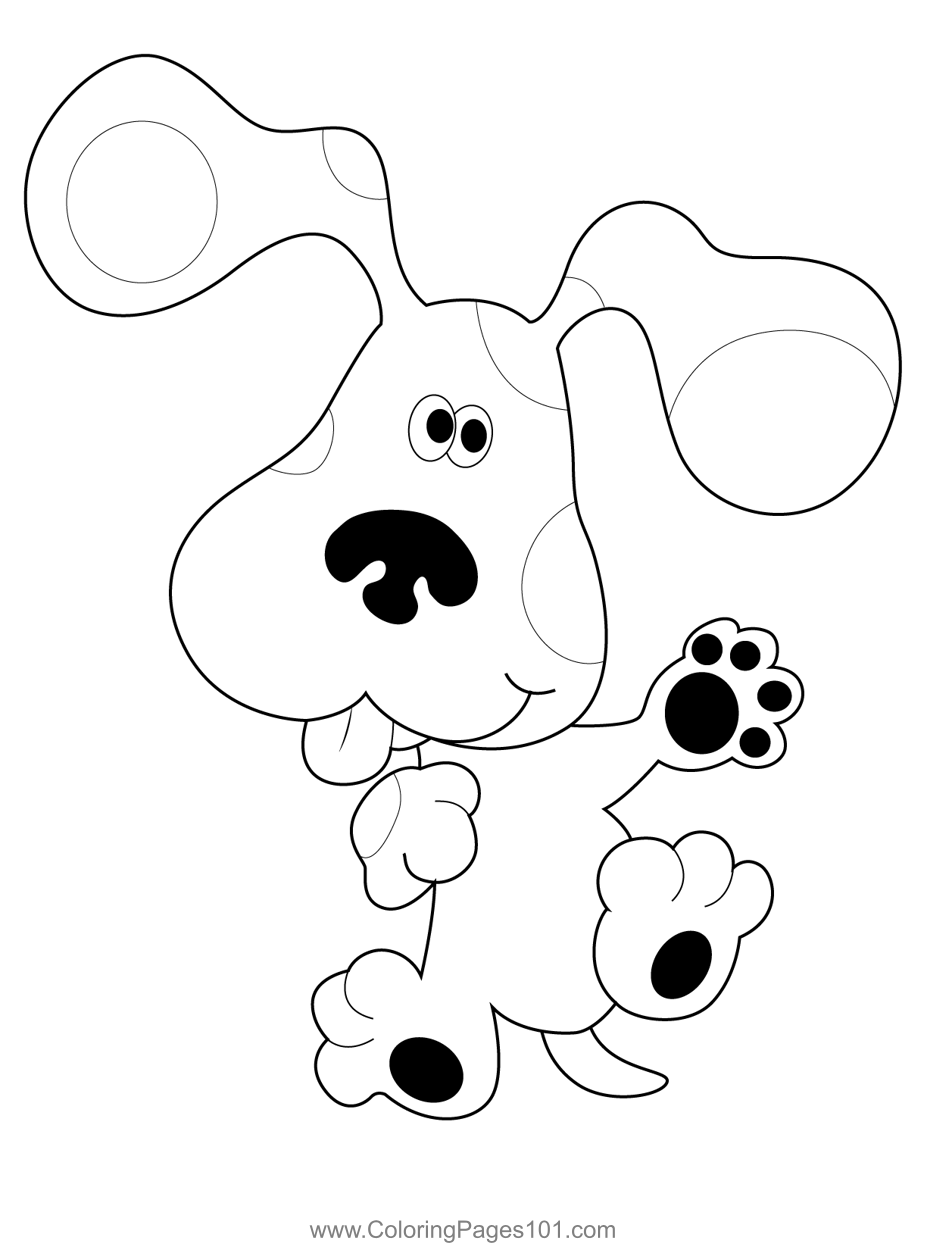 Blue clues showing his paw print coloring page for kids