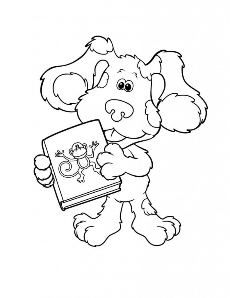 Blue with a book coloring page
