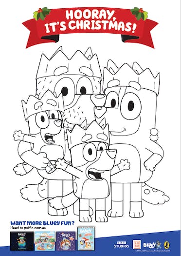 Its a bluey christmas colouring page