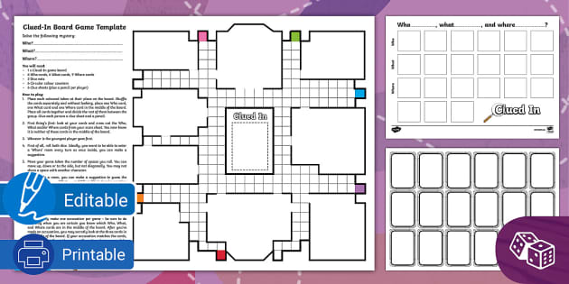 Design your own clue printable board game usa