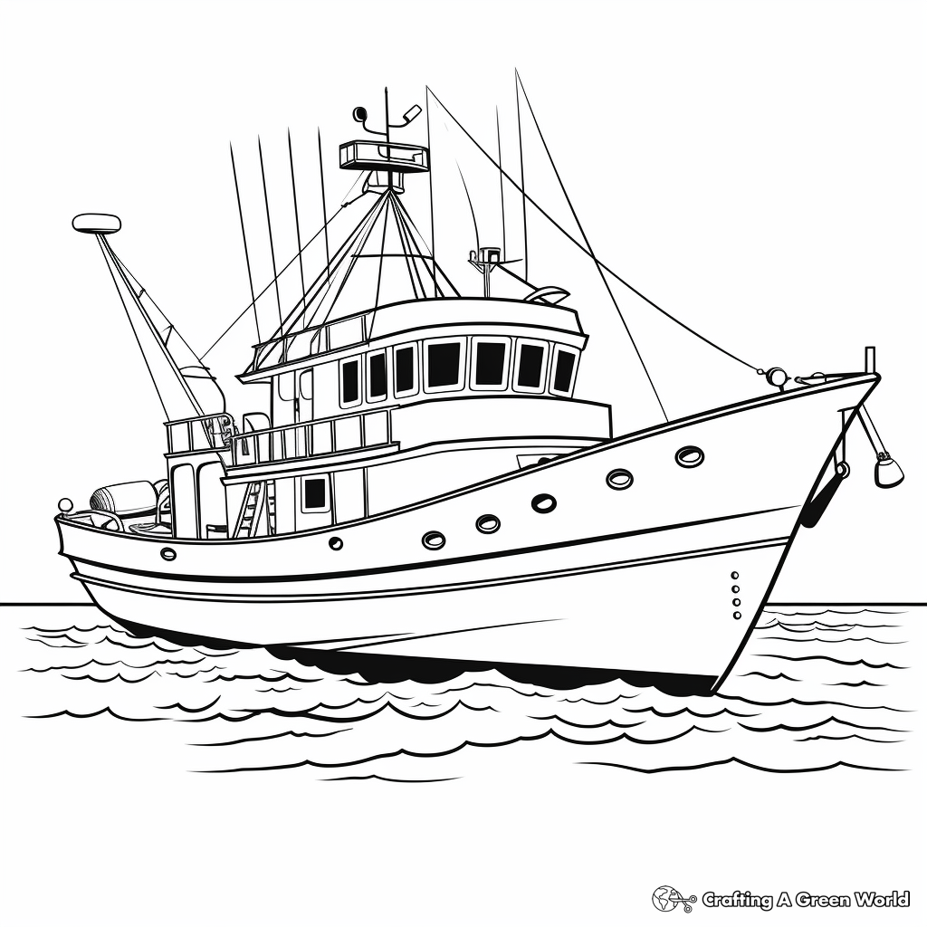 Fishing boat coloring pages