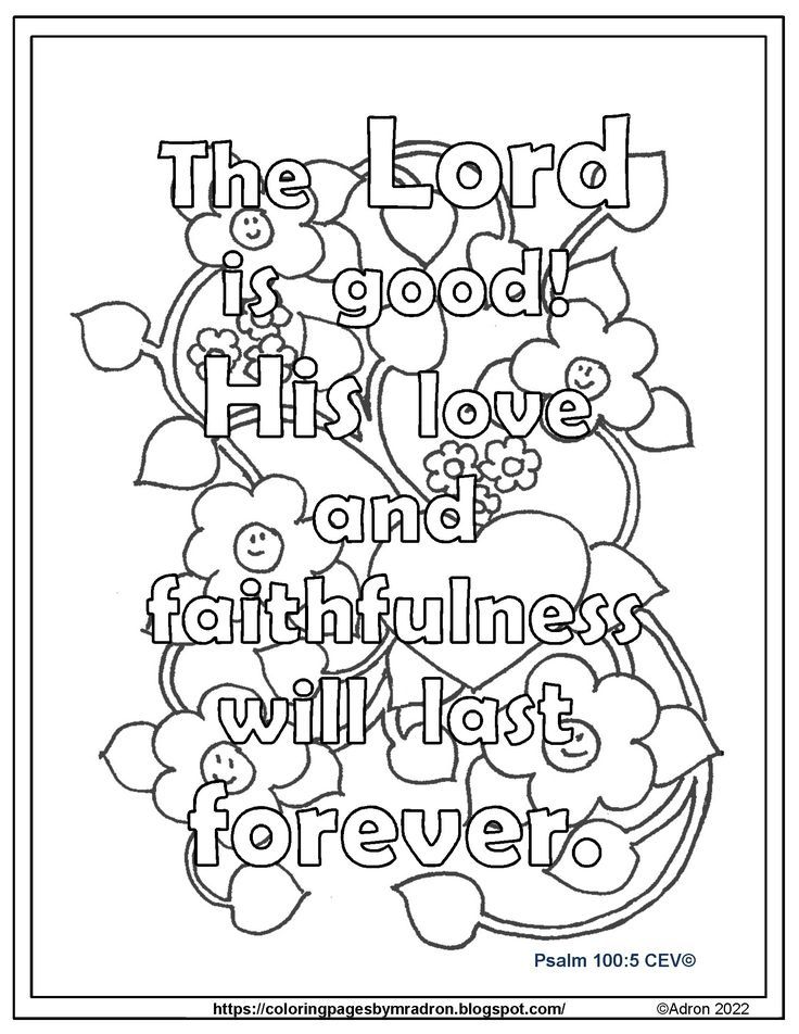 Free printable psalm coloring page the lord is good bible verse bible verse coloring page bible verse coloring bible coloring pages