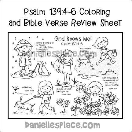 Psalm coloring and bible verse review sheets