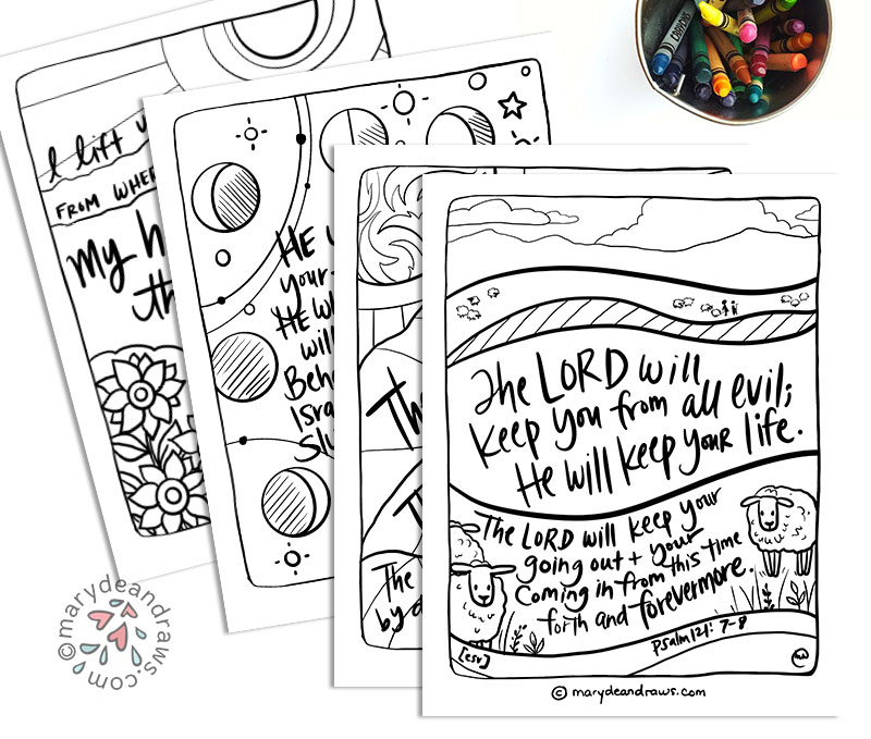 Printable bible verse coloring pages cards psalm